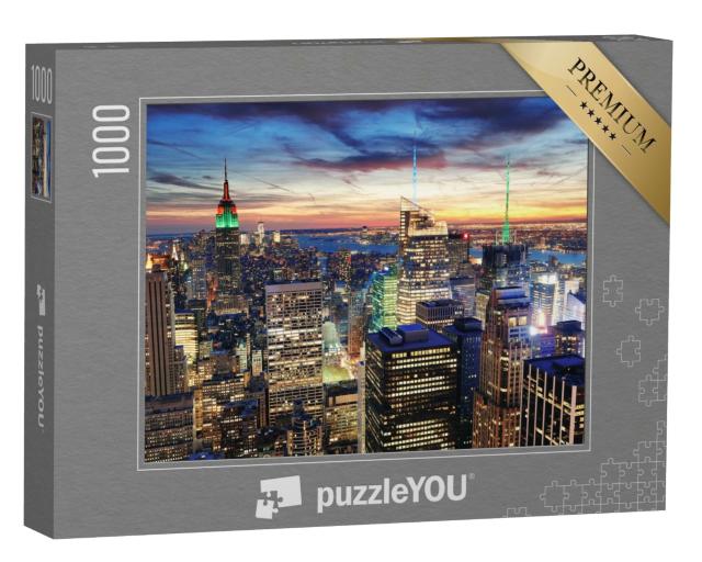 Puzzle 1000 Teile „Wolkenkratzer von New York City im Sonnenuntergang“