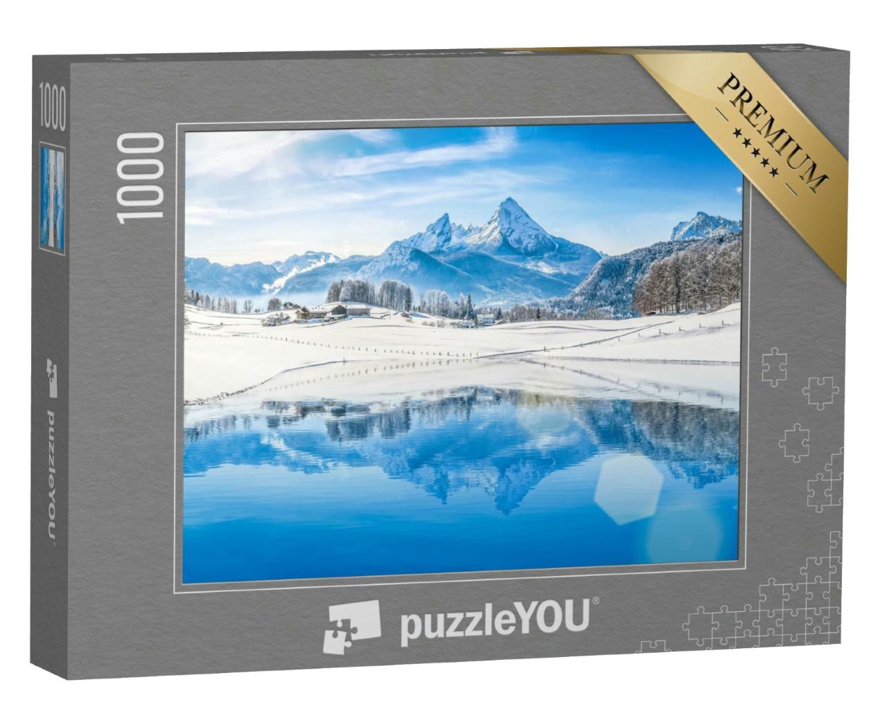 Puzzle 1000 Teile „Panoramablick auf eine Winterlandschaft, Alpen“
