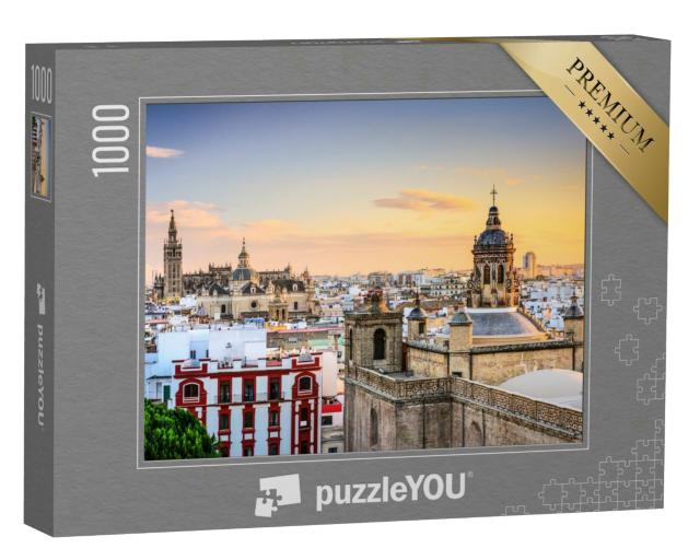 Puzzle 1000 Teile „Sevilla: Skyline der Stadt bei Abenddämmerung“