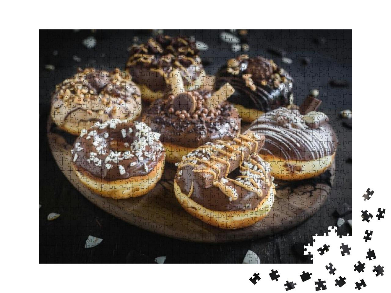 Puzzle 1000 Teile „Verschiedene hausgemachte Schokoladendonuts“
