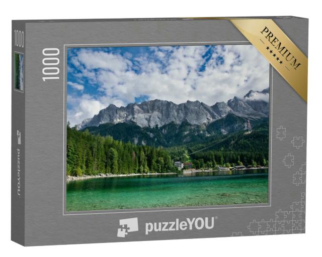 Puzzle 1000 Teile „Eibsee vor der Zugspitze in Bayern, Deutschland“