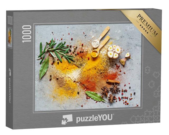 Puzzle 1000 Teile „Gewürzpulver und Kräuter für die asiatische Küche“