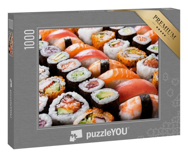 Puzzle 1000 Teile „Sushi-Auswahl aus Maki und Rollen mit Thunfisch“