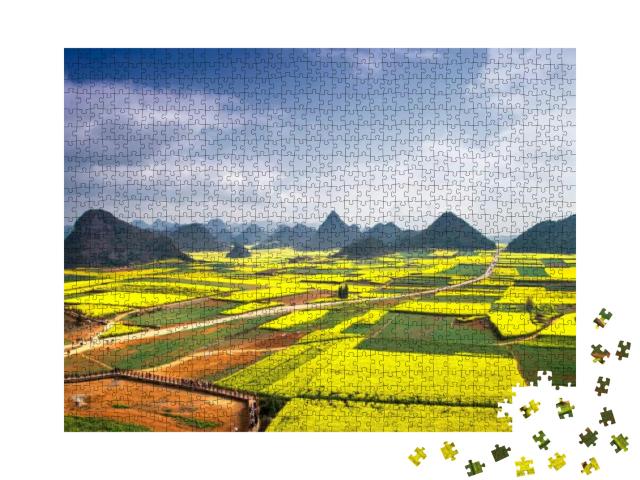 Puzzle 1000 Teile „Rapsblüte in Chinas Provinz Yunnan“