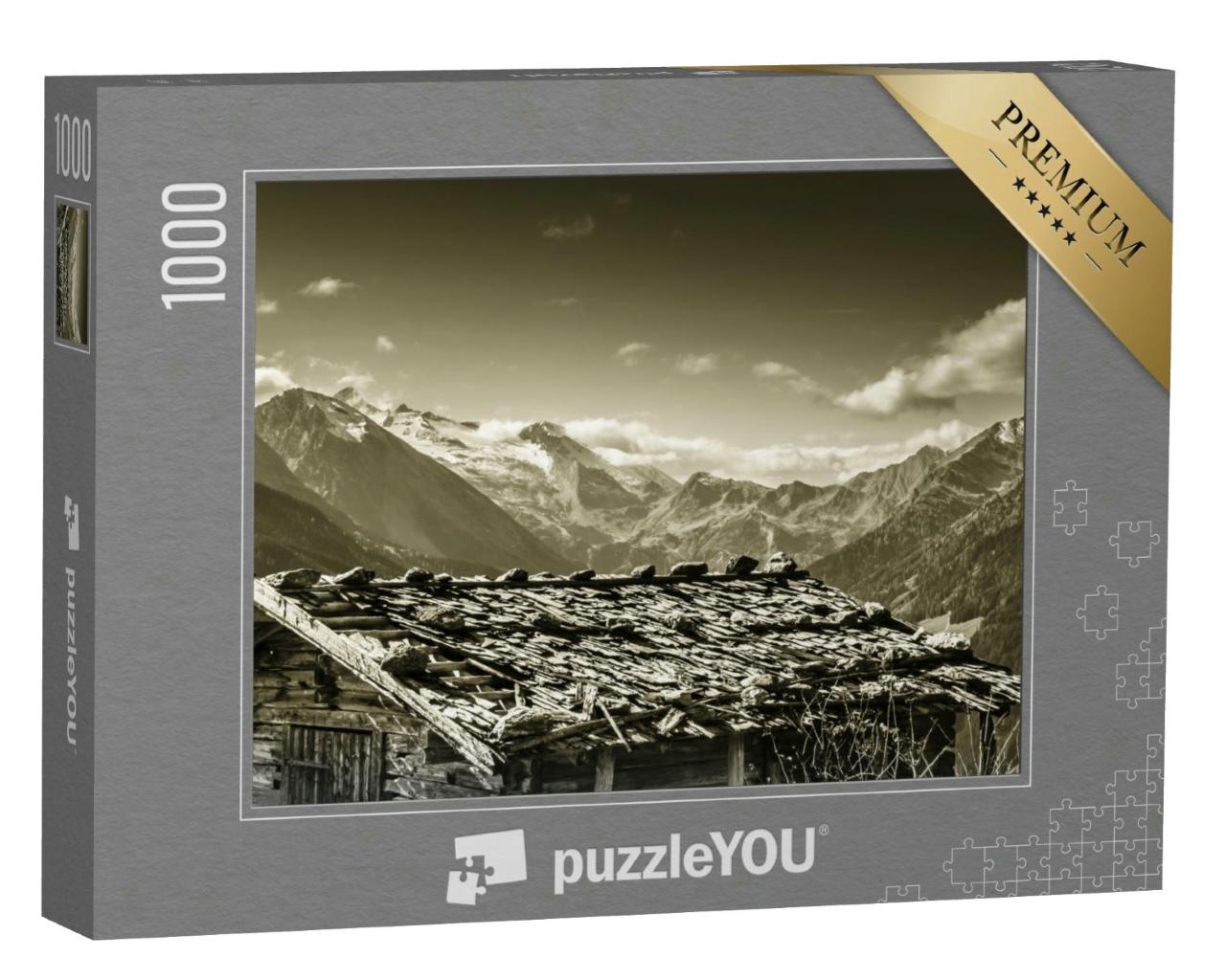 Puzzle 1000 Teile „Almhütte auf einem Gletscher im Zillertal“