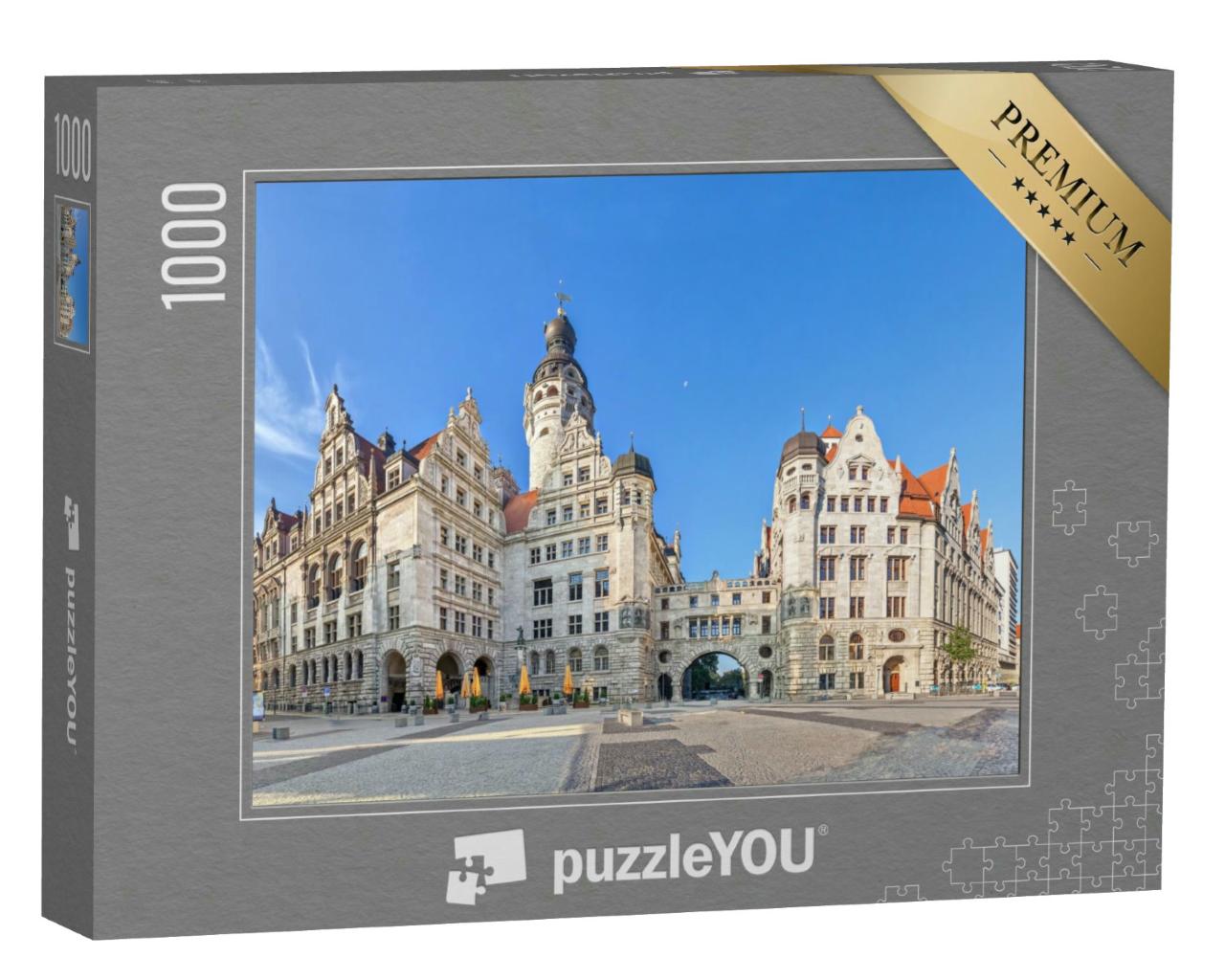 Puzzle 1000 Teile „Das Neue Rathaus: Blick vom Burgplatz, Leipzig, Deutschland“