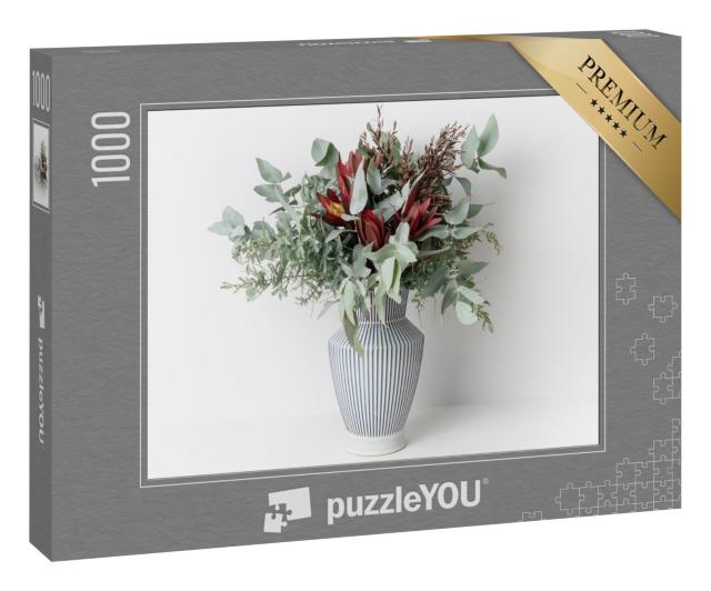 Puzzle 1000 Teile „Silvan Reds, Wattle-Laub und Eukalyptusblätter als australischer Blumenstrauß“