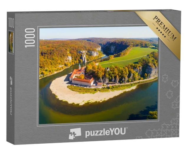 Puzzle 1000 Teile „Vogelperspektive: Kloster Weltenburg an der Donau in Bayern“
