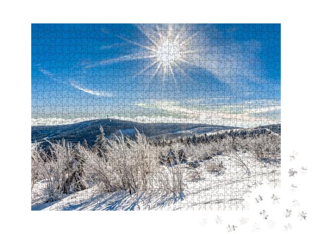 Puzzle 1000 Teile „Winterliche Landschaft bei Oberwiesenthal in Deutschland“