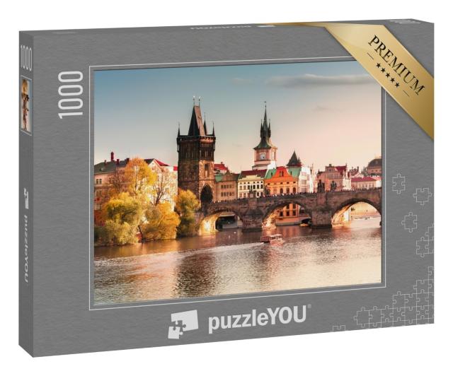 Puzzle 1000 Teile „Karlsbrücke im Sonnenuntergang, Prag, Tschechische Republik“