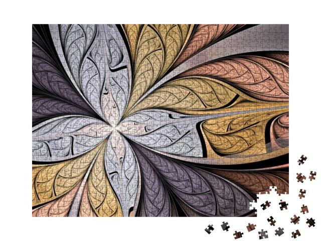 Puzzle 1000 Teile „Fraktale Kunst in weichen Farben“