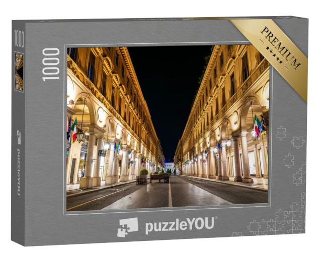 Puzzle 1000 Teile „Die Via Roma in Turin bei Nacht, Italien“
