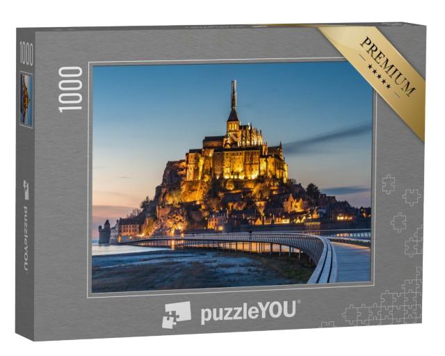 Puzzle 1000 Teile „Beleuchteter Mont Saint-Michel in der Dämmerung“
