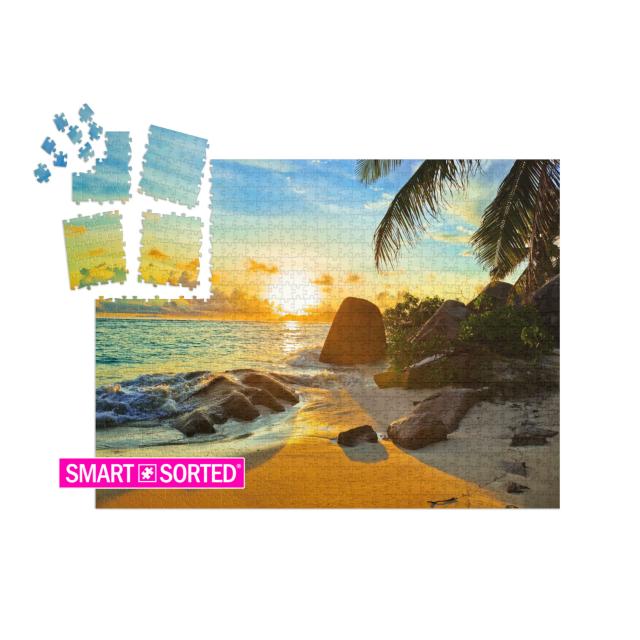 SMART SORTED® | Puzzle 1000 Teile „Tropischer Strand im Sonnenuntergang“