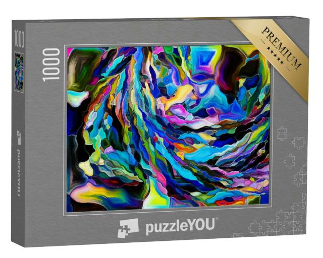 Puzzle 1000 Teile „Abstraktes Gemälde: Fließender Strom lebendiger Farben“