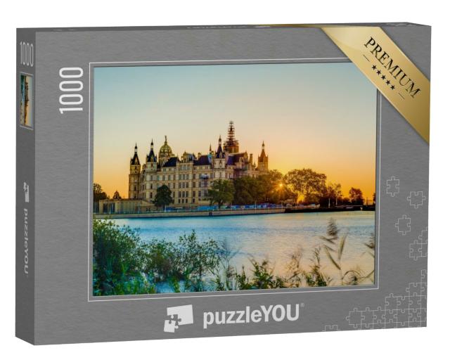 Puzzle 1000 Teile „Sonnenuntergang über dem Schweriner Schloss“