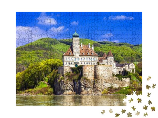 Puzzle 1000 Teile „Alte Stiftsburg an der Donau in Österreich“