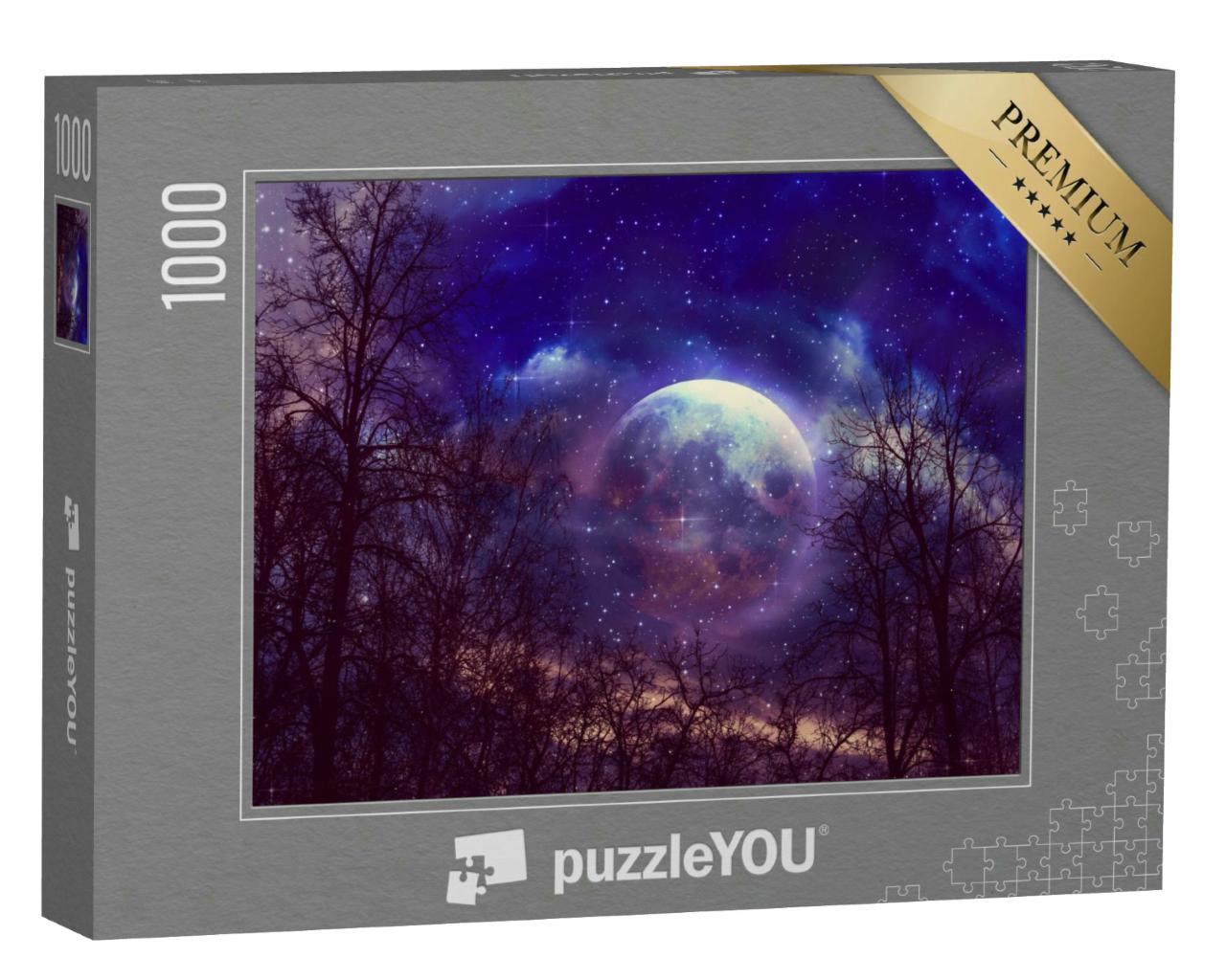 Puzzle 1000 Teile „Fantastisch: Riesiger Vollmond am Nachthimmel“