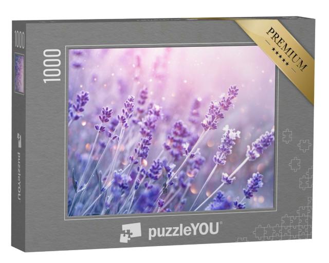 Puzzle 1000 Teile „Blühender Lavendel im sanften Abendlicht“