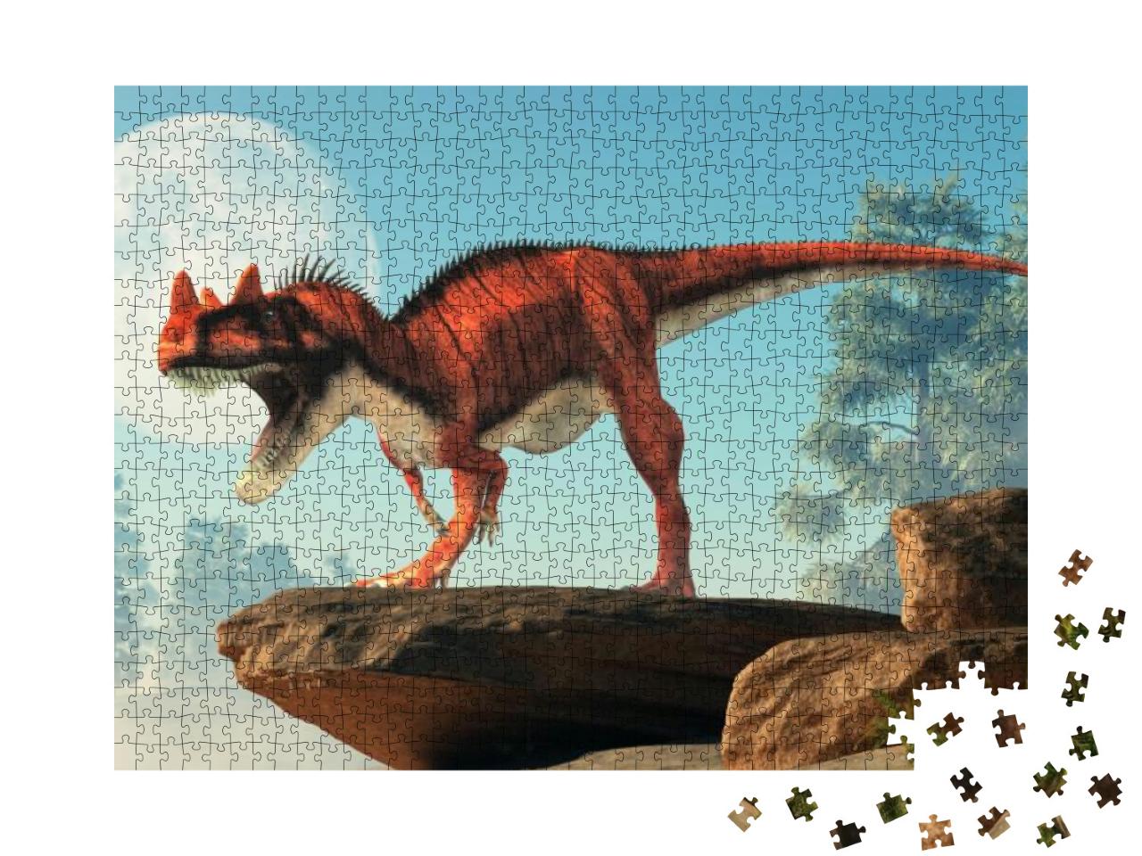 Puzzle 1000 Teile „Ceratosaurus, ein Dinosaurier aus der Jurazeit mit großen Hörnern“