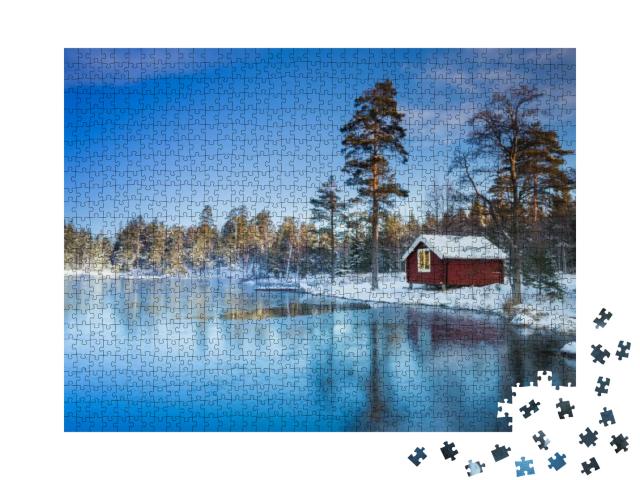 Puzzle 1000 Teile „Schwedenhaus Winter“