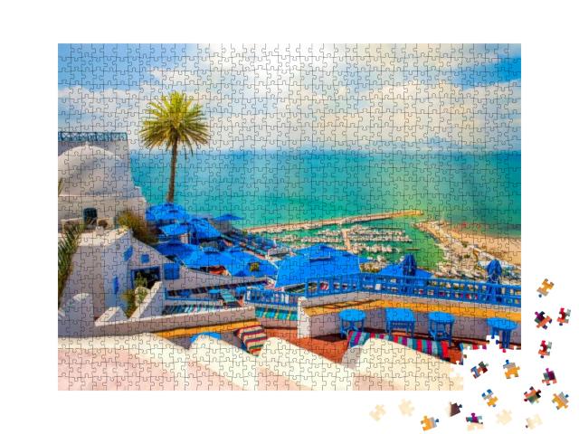 Puzzle 1000 Teile „Weiß blau sonnig, Sidi Bou Said“