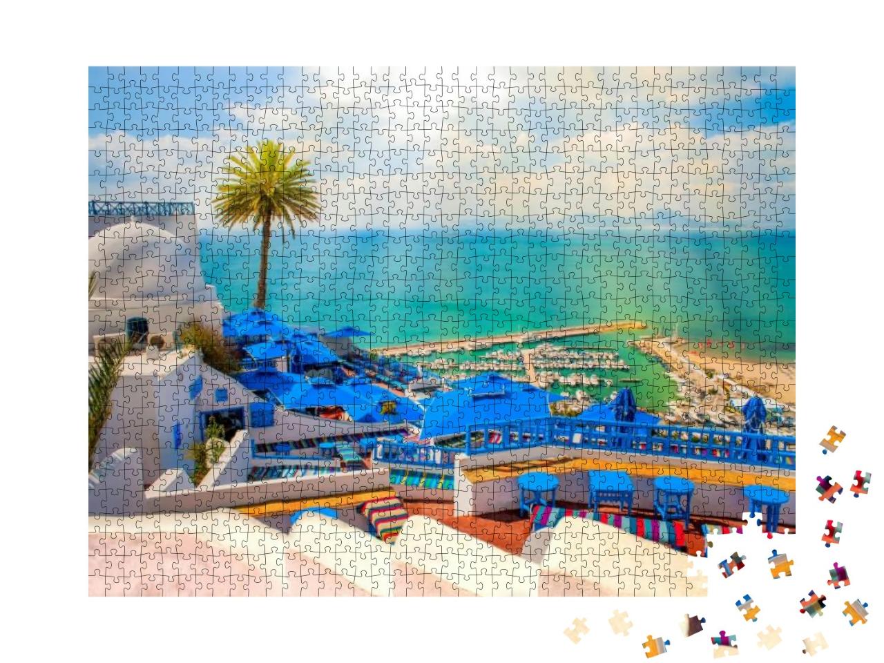 Puzzle 1000 Teile „Weiß blau sonnig, Sidi Bou Said“