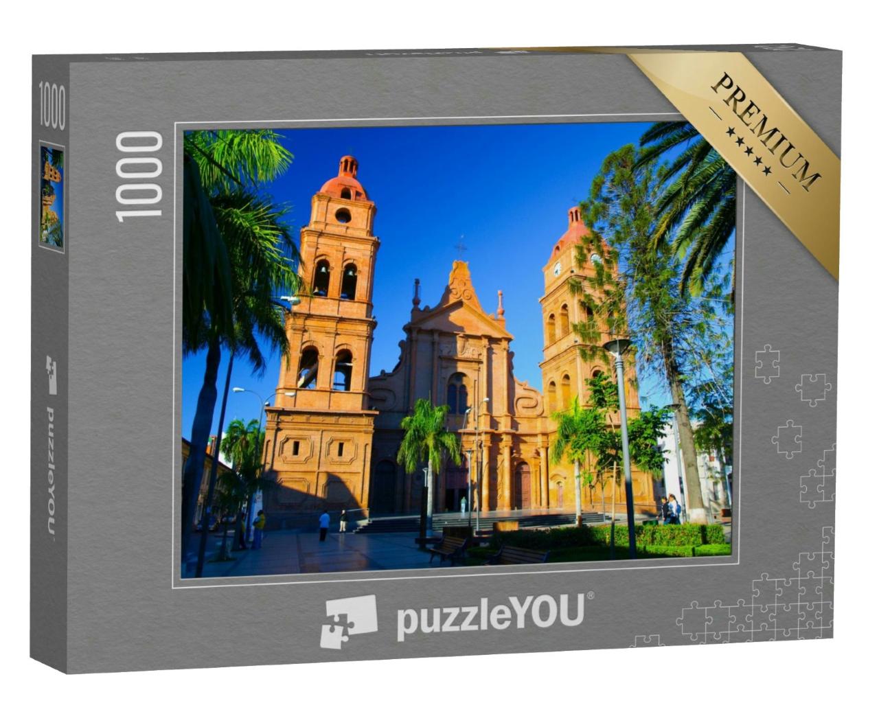 Puzzle 1000 Teile „Kathedrale aus rotem Backstein, Santa Cruz de la Sierra, Bolivien“