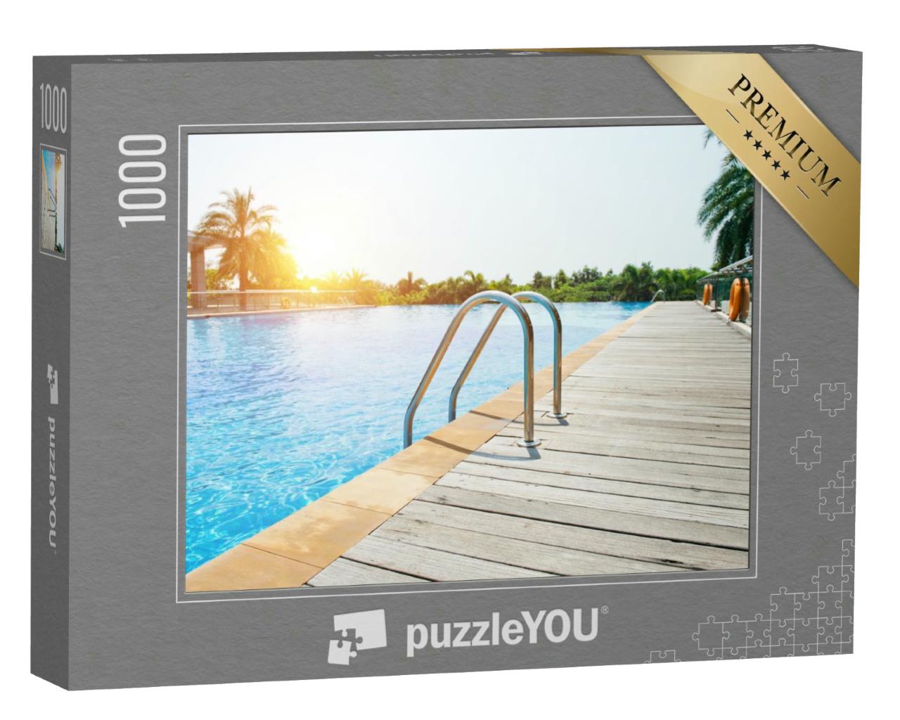 Puzzle 1000 Teile „Eine Runde schwimmen im Pool am Morgen“
