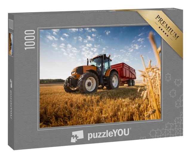 Puzzle 1000 Teile „Ein Traktor bei der Ernte“