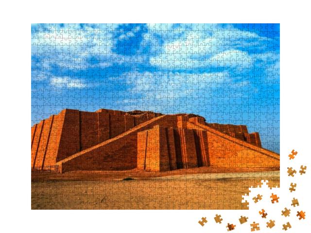 Puzzle 1000 Teile „Restaurierte Ziggurat im antiken Ur, sumerischer Tempel, Irak“