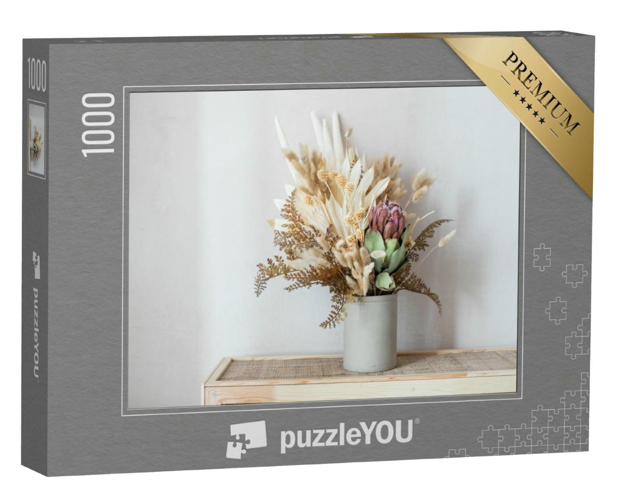 Puzzle 1000 Teile „Minimalistische Komposition aus getrockneten Blumen“