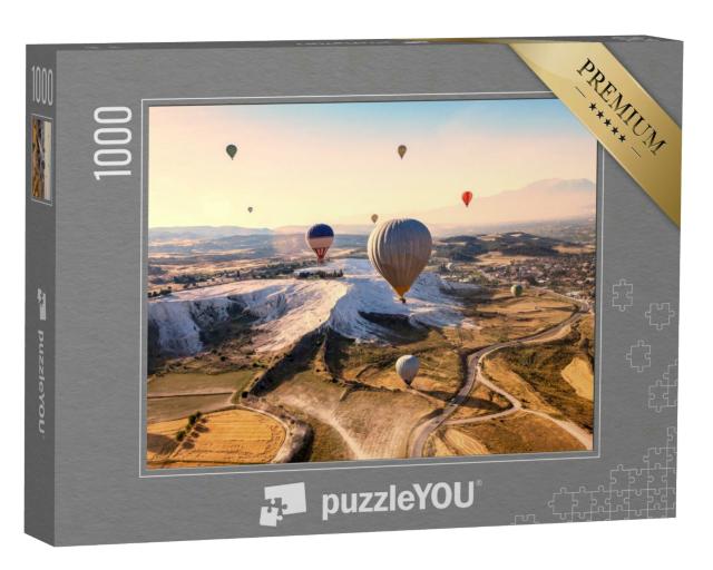 Puzzle 1000 Teile „Heißluftballons über, Pamukkale und Hierapolis“