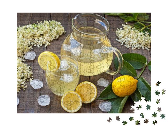 Puzzle 1000 Teile „Erfrischungscocktail mit Holunderblüten und Zitronen“