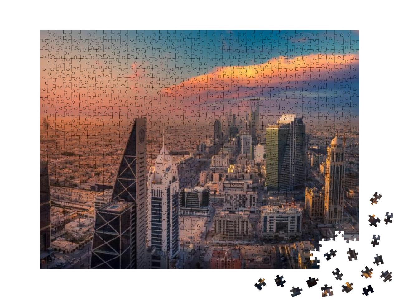 Puzzle 1000 Teile „Königreich Saudi-Arabien mit der Stadt Riyadh am Abend“