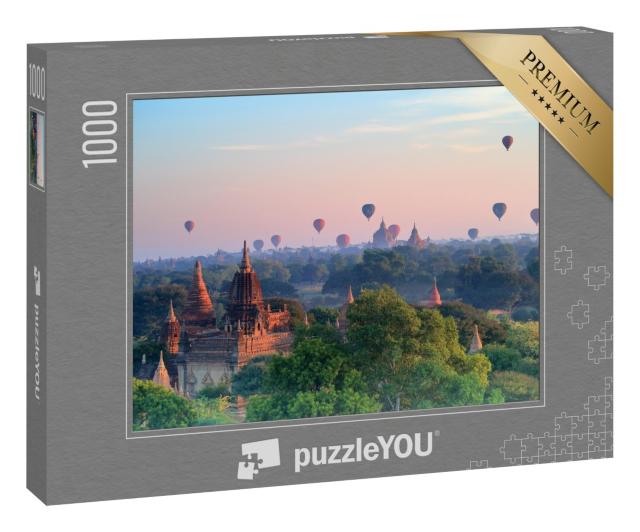 Puzzle 1000 Teile „Heißluftballons über Pagoden bei Sonnenaufgang in Bagan, Myanmar“