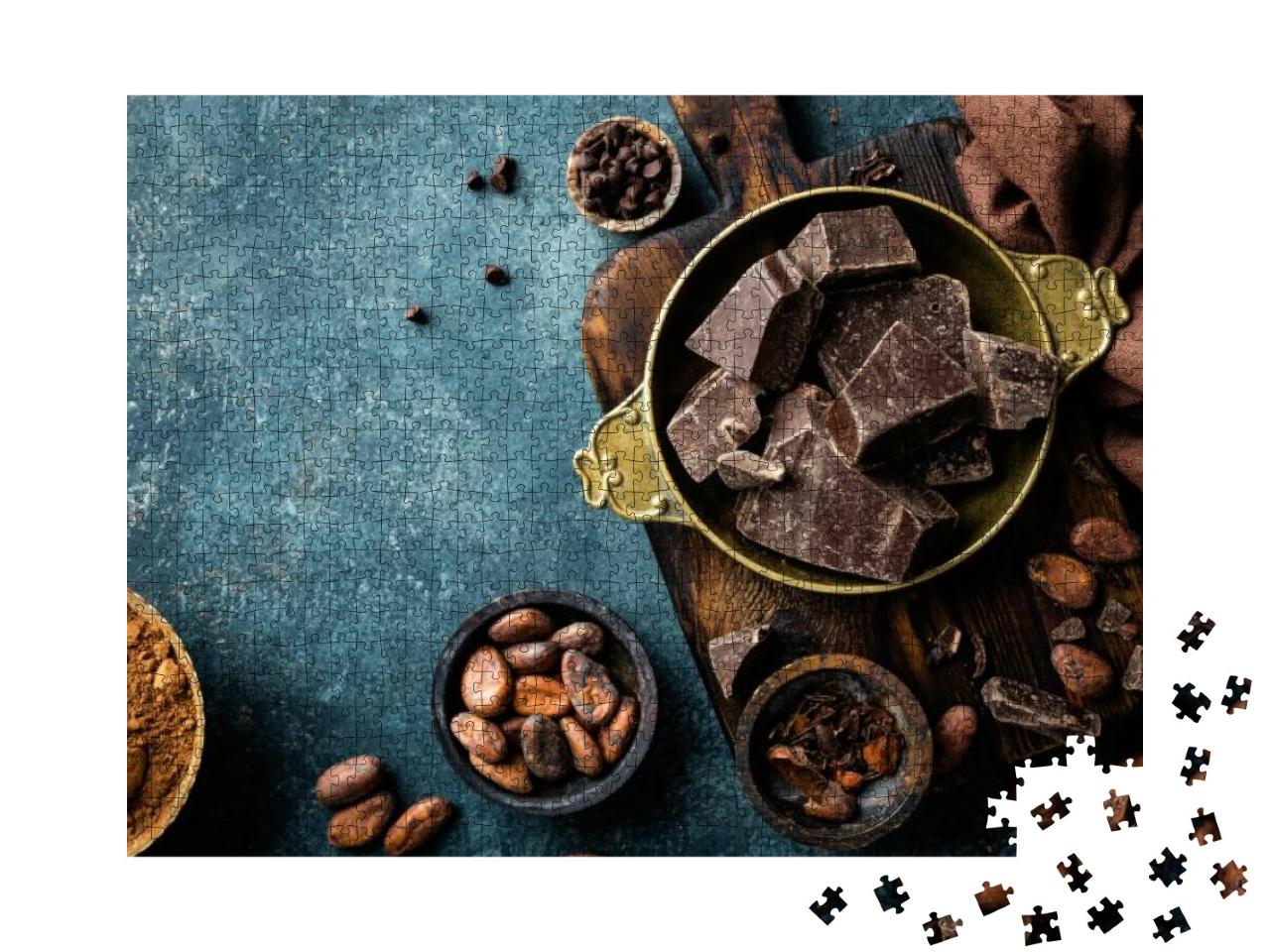 Puzzle 1000 Teile „Dunkle Schokolade und duftende Kakaobohnen“