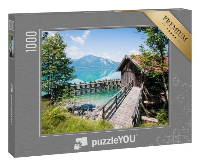 Puzzle 1000 Teile „Alte Fischerhütte am Walchensee“