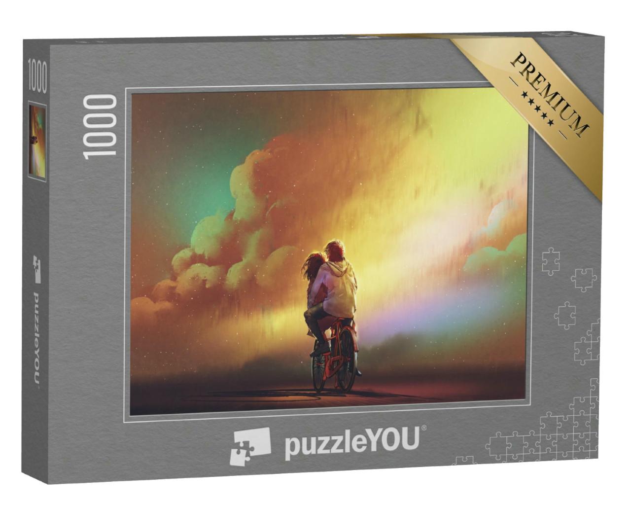 Puzzle 1000 Teile „Verliebte Fahrt in den Sonnenuntergang“