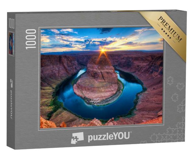 Puzzle 1000 Teile „Sonnenuntergang am Horseshoe Bend, Colorado Canyon“