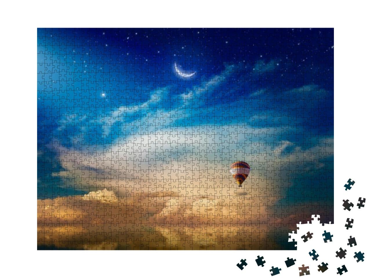 Puzzle 1000 Teile „Mondsichel und Heißluftballon“