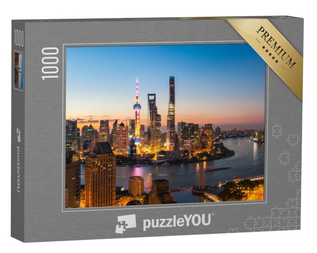 Puzzle 1000 Teile „Hell erleuchtetes Shanghai bei Nacht“