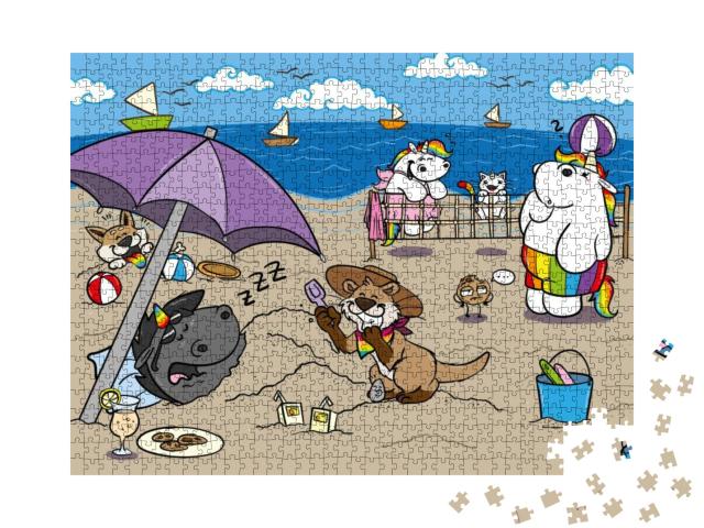 Puzzle 1000 Teile „Pummeleinhorn: Pummel & Friends - Strand“