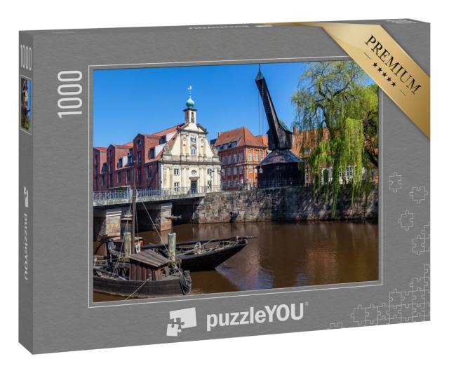 Puzzle 1000 Teile „Alter Kran auf dem Stintmarkt, Lüneburg, Deutschland“