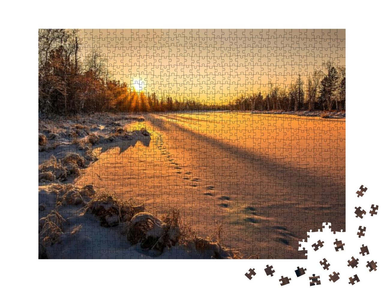 Puzzle 1000 Teile „Sonnenuntergang im Winter “