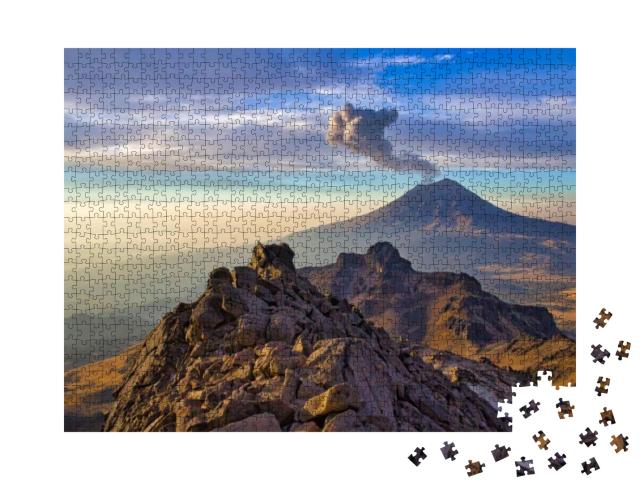 Puzzle 1000 Teile „Ausbruch des Vulkans Popocatepetl in Mexiko“