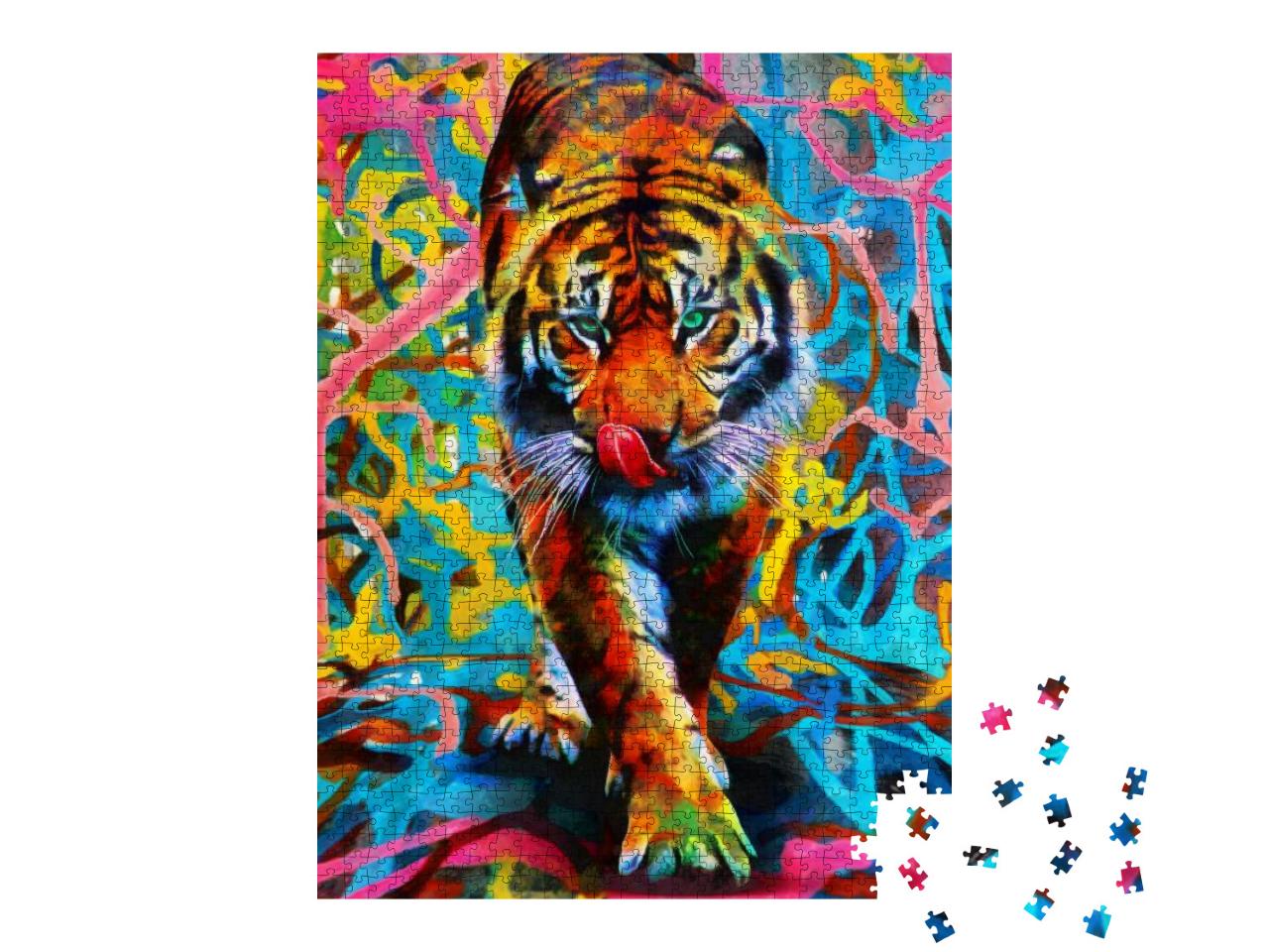 Puzzle 1000 Teile „Tiger in bunten Farben“