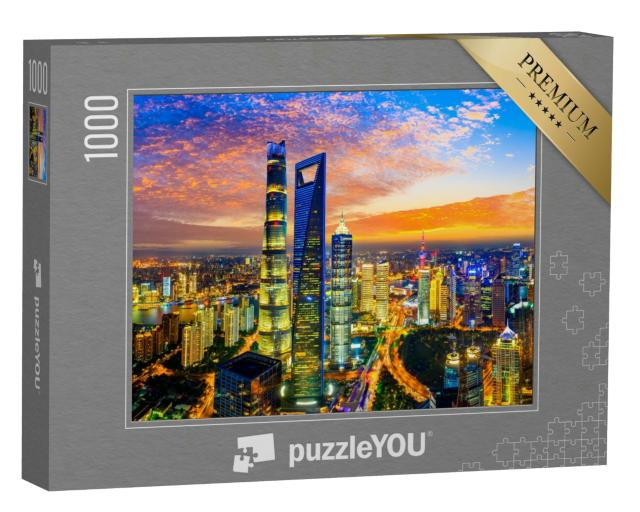 Puzzle 1000 Teile „Shanghai bei Nacht“