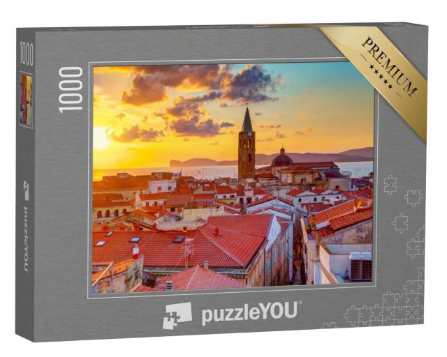 Puzzle 1000 Teile „Ein Sonnenuntergang über Alghero Stadt, Sardinien“