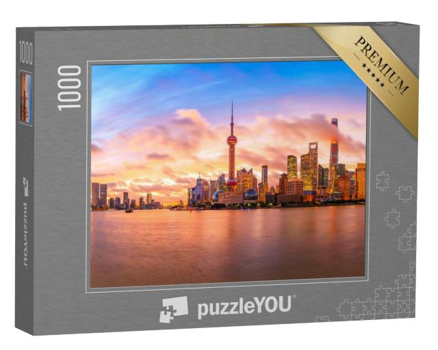 Puzzle 1000 Teile „Skyline bei Sonnenuntergang in Shanghai“